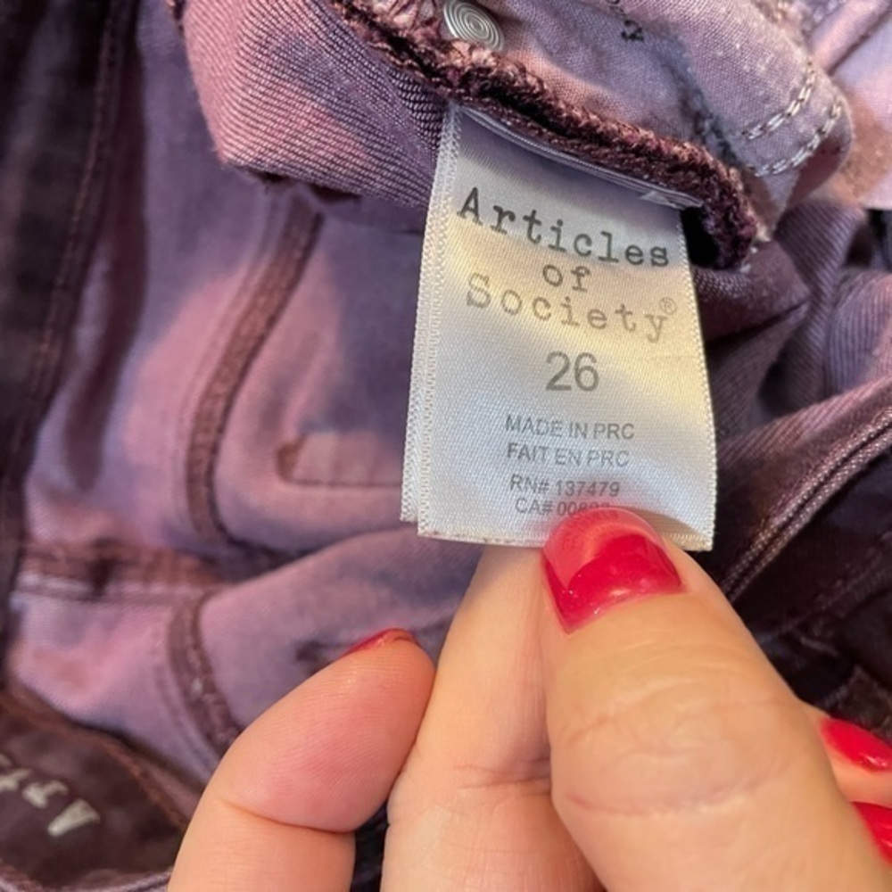 Articles Of Society AOS Sarah Skinny Jeans Davenport Purple Raw Hem size 26 - Picture 7 of 8